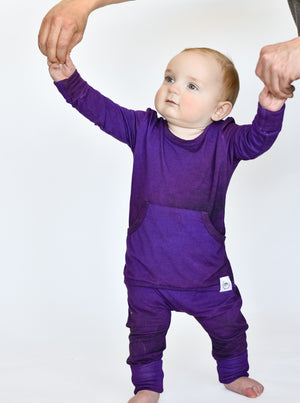 Front Opening Romper in Grape | Bamboo Viscose