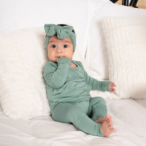 Front Opening Romper in Teal | Bamboo Viscose
