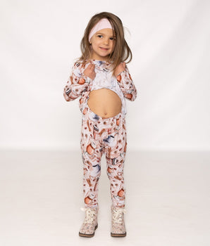 Front Opening Twirl Romper in Java Love
