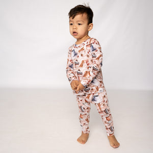 Front Opening Romper in Java Love | Long Sleeve | Bamboo Viscose