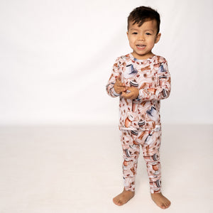 Front Opening Romper in Java Love | Long Sleeve | Bamboo Viscose