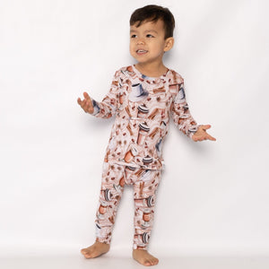 Front Opening Romper in Java Love | Long Sleeve | Bamboo Viscose