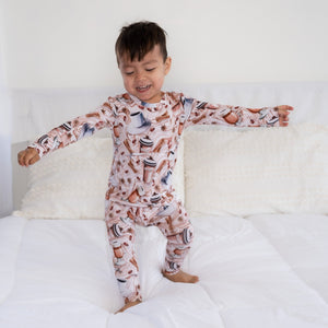 Front Opening Romper in Java Love | Long Sleeve | Bamboo Viscose