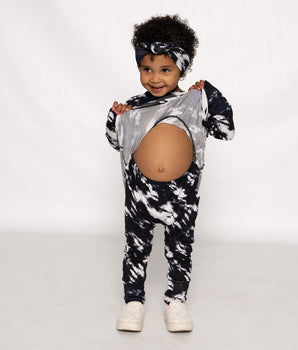 Front Opening Twirl Romper in Tie Dye