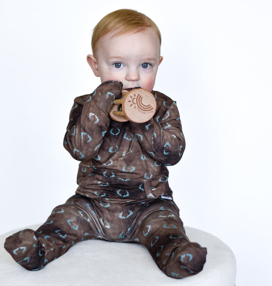 Front Opening Romper in Antlers | Bamboo Viscose