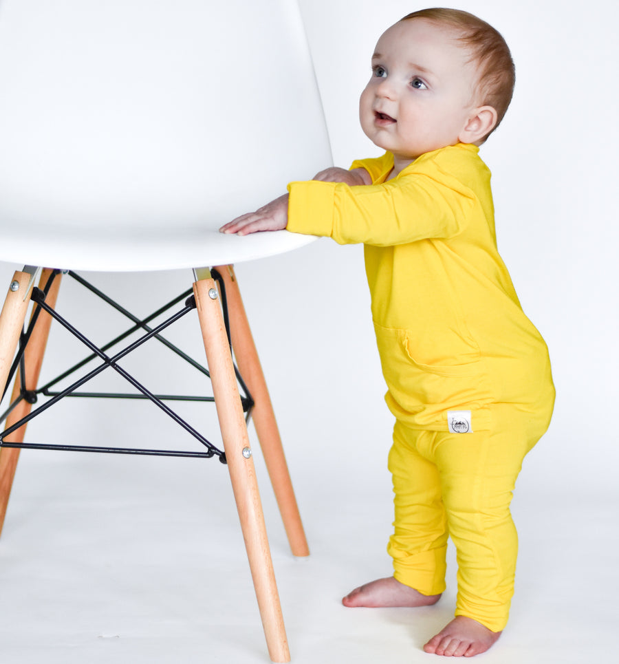 Front Opening Romper in Sunshine | Bamboo Viscose
