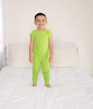 2 pc Loungewear Set in Lime | Waffle Bamboo Viscose
