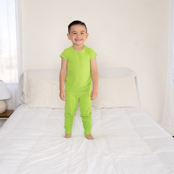 2 pc Loungewear Set in Lime | Waffle Bamboo Viscose