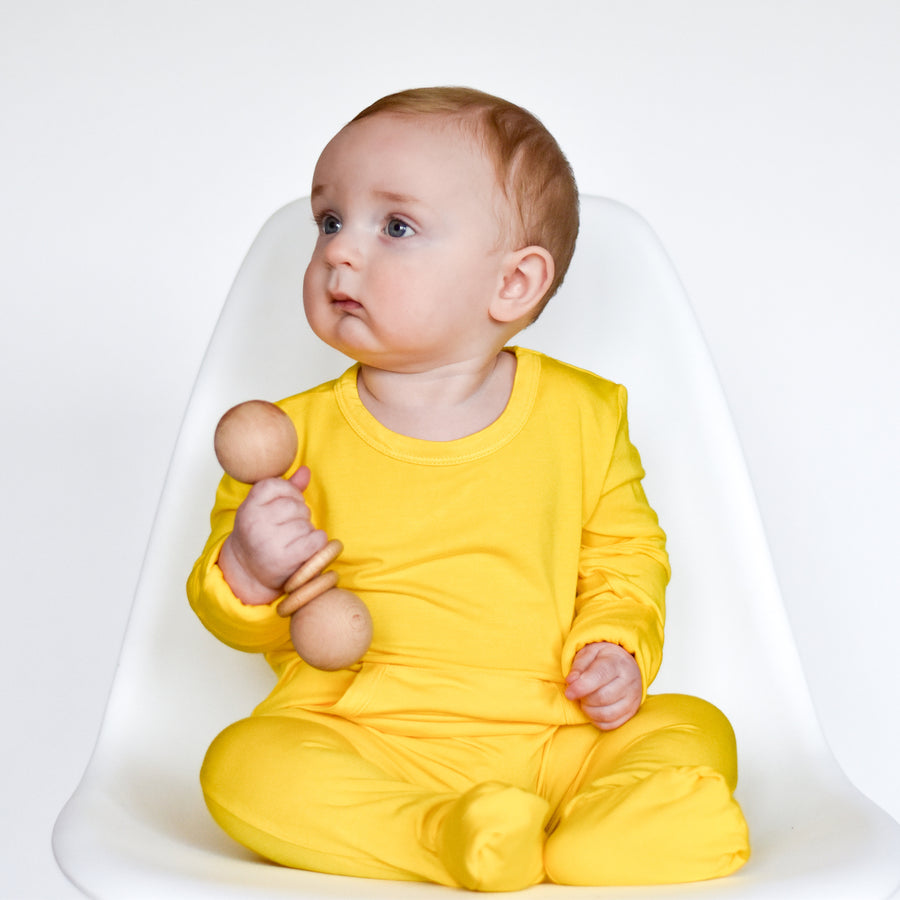 Front Opening Romper in Sunshine | Bamboo Viscose