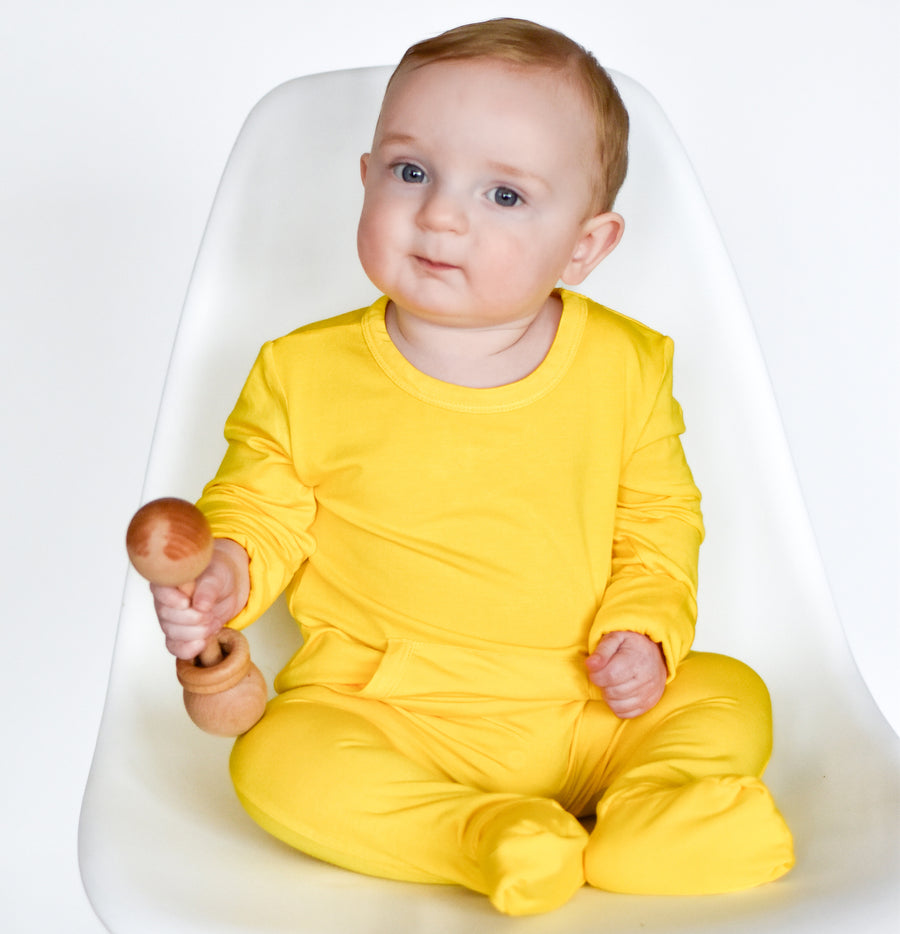 Front Opening Romper in Sunshine | Bamboo Viscose