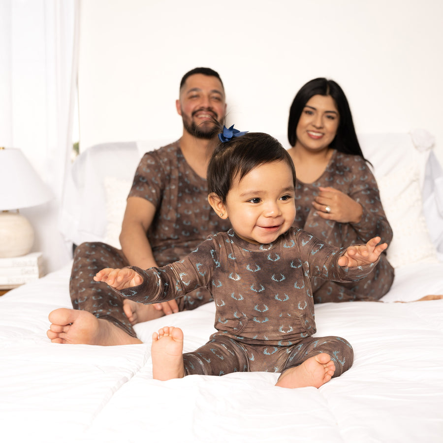 Front Opening Romper in Antlers | Bamboo Viscose