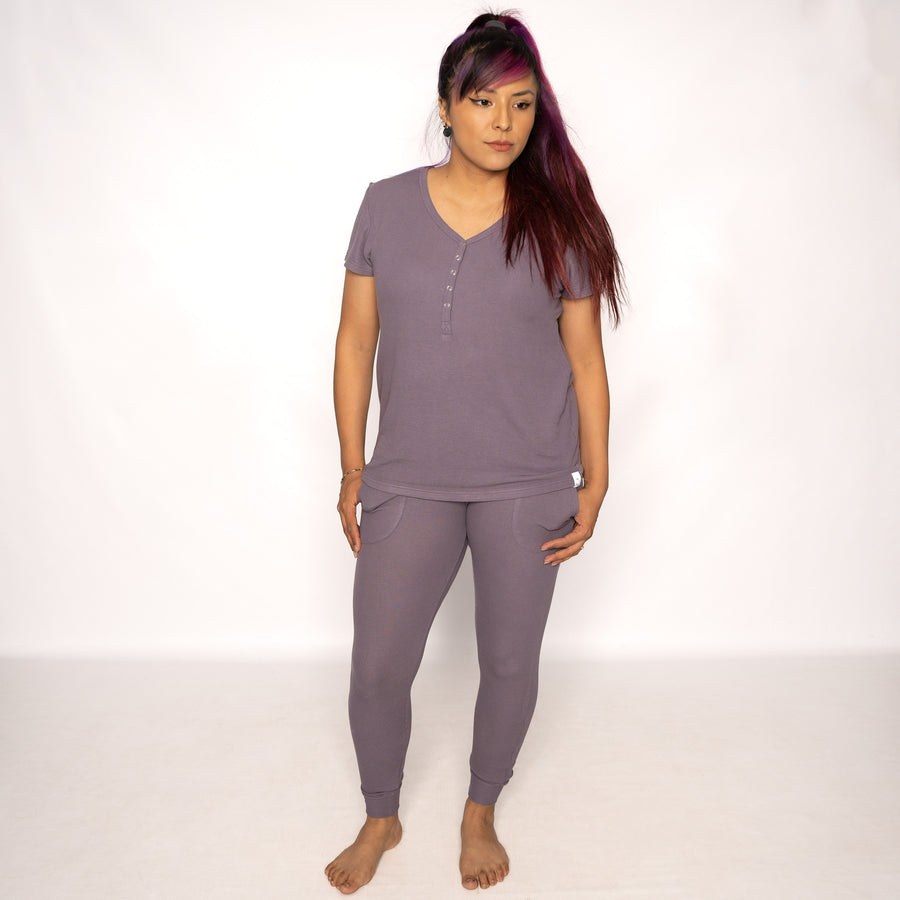 Women’s 2 pc Loungewear Set in Dusk | Bamboo Viscose Waffle