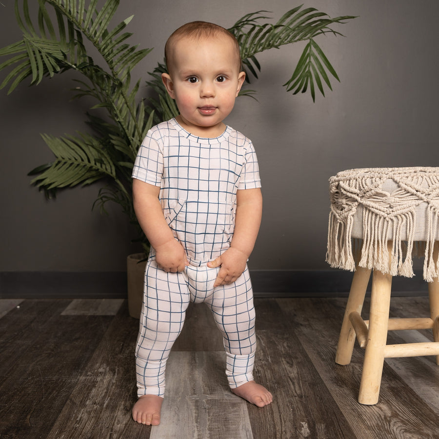 Front Opening Romper in Off the Grid | Bamboo Viscose