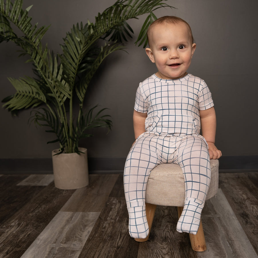 Front Opening Romper in Off the Grid | Bamboo Viscose