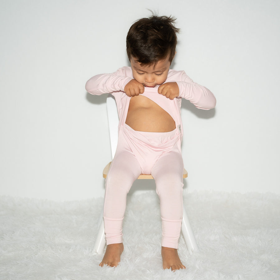 Front Opening Romper in Pink Lemonade | Bamboo Viscose
