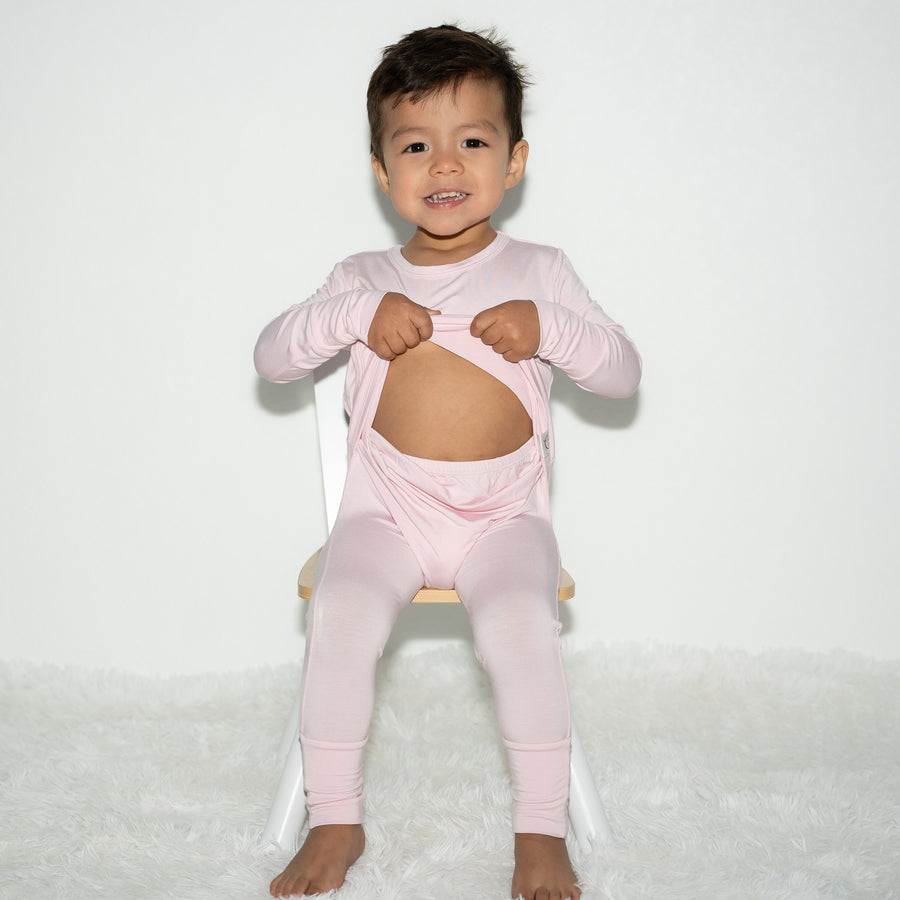 Front Opening Romper in Pink Lemonade | Bamboo Viscose
