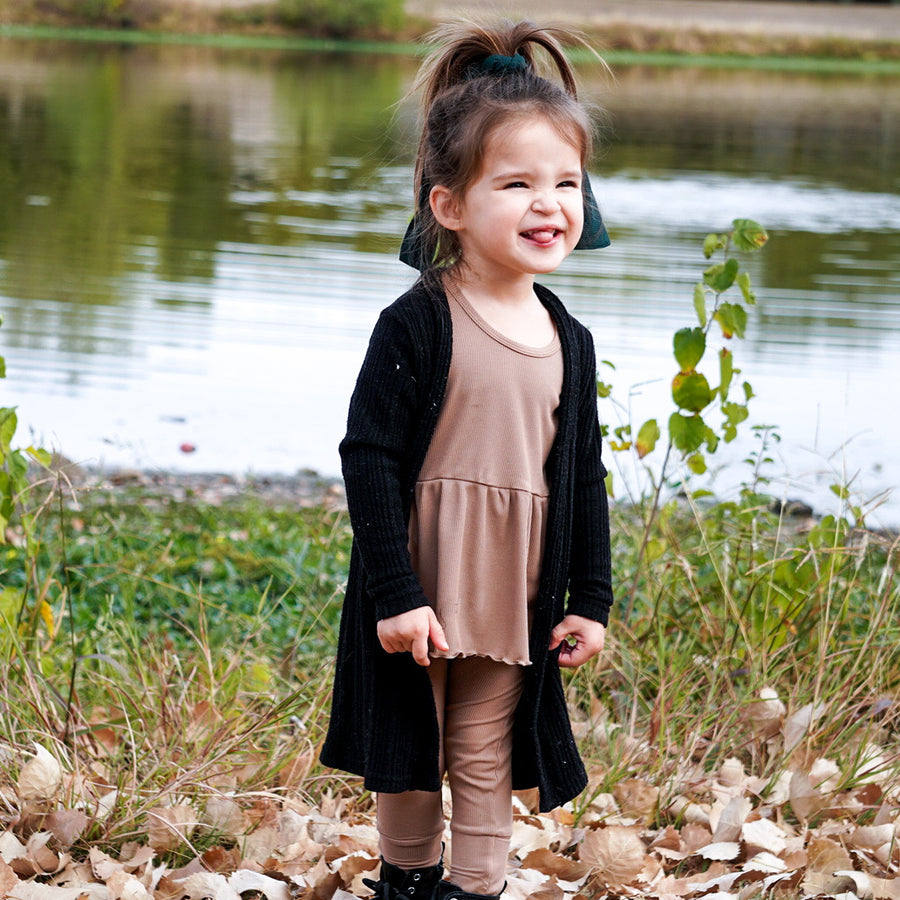 Front Opening Twirl Romper in Sandstone | Ribbed Bamboo Viscose