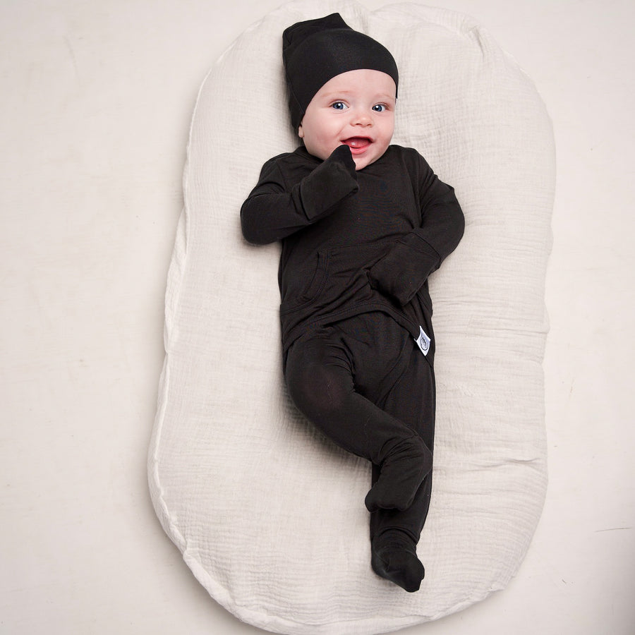Front Opening Romper in Shadow | Bamboo Viscose