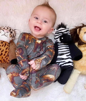 Front Opening Romper in Ugandan Safari