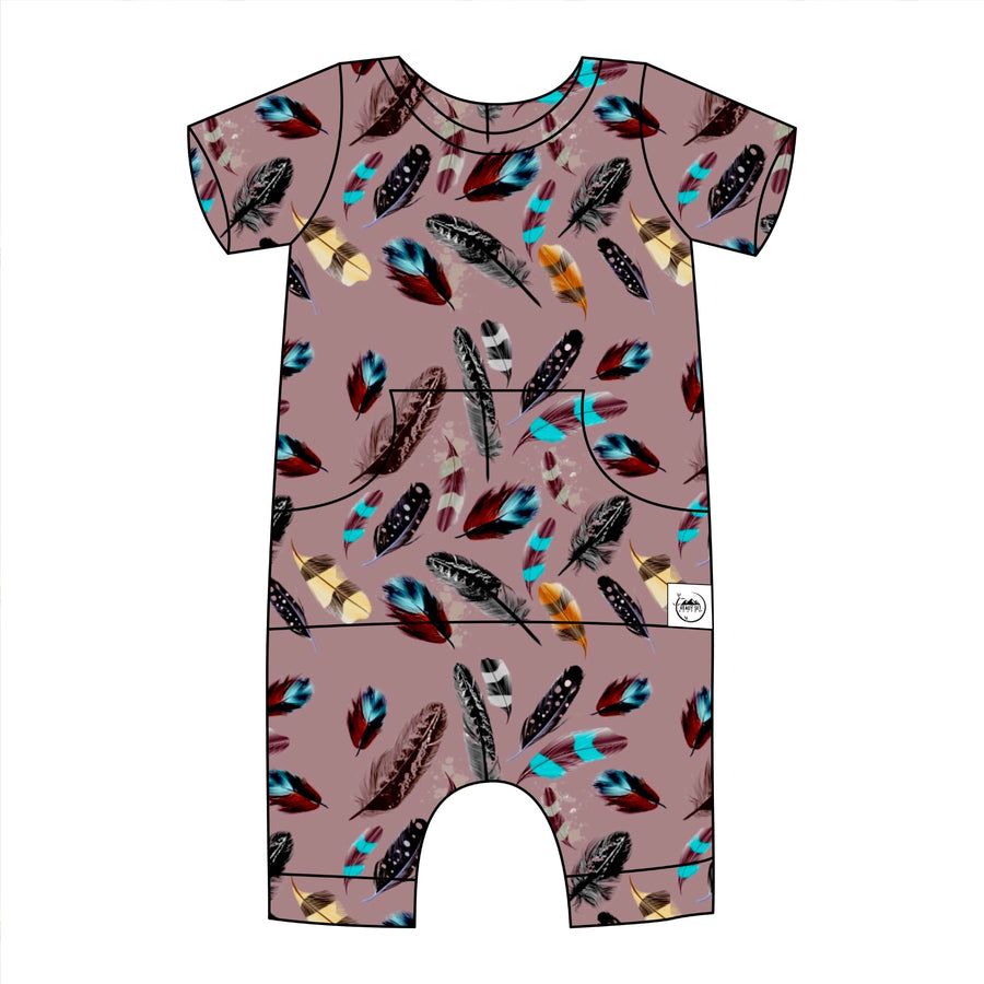 Front Opening Shortie Romper in Birds of a Feather | Bamboo Viscose