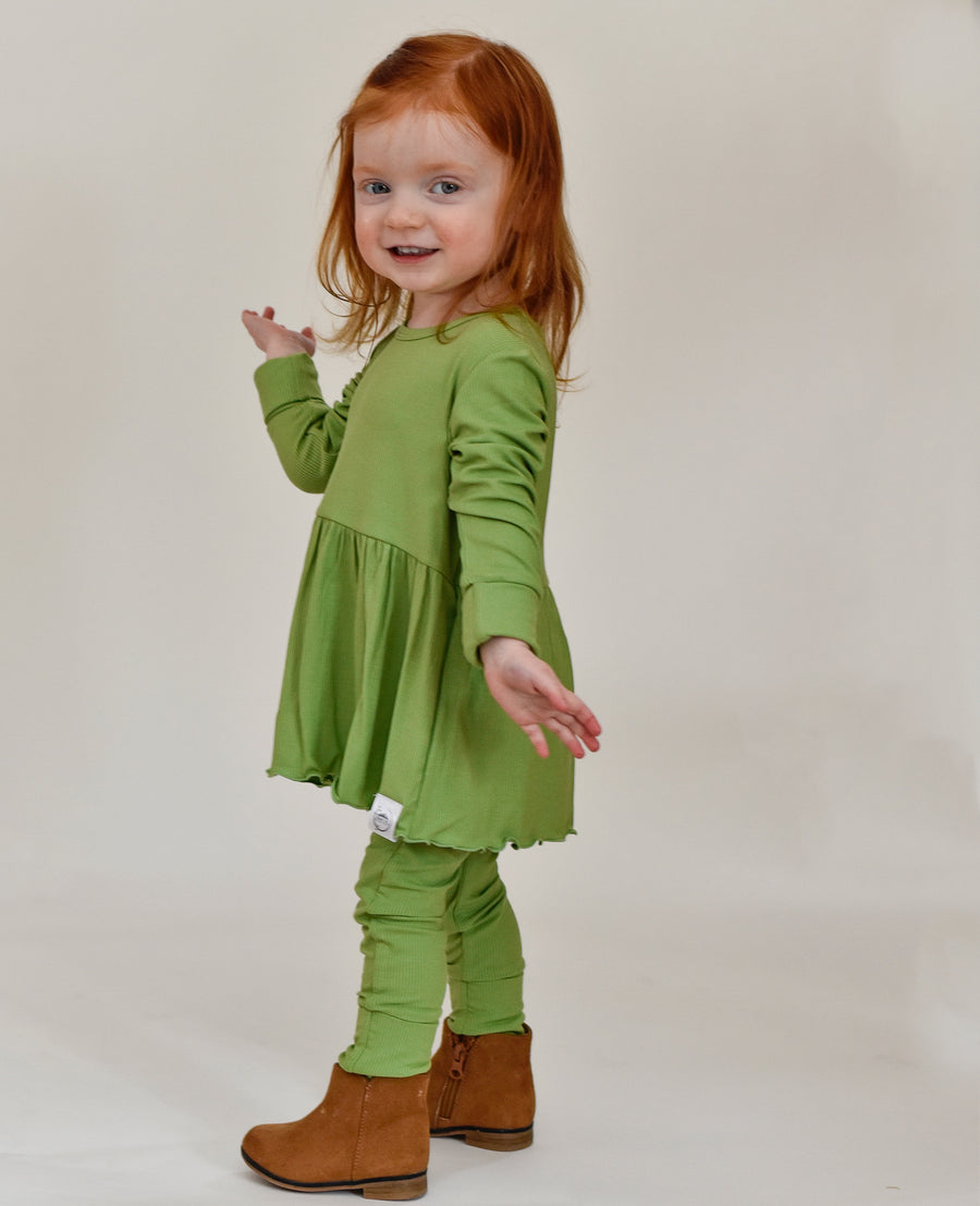 Front Opening Twirl Romper in Ribbed Mantis | Bamboo Viscose