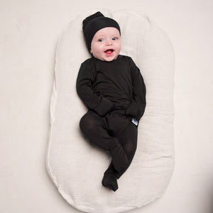 Front Opening Romper in Shadow | Bamboo Viscose