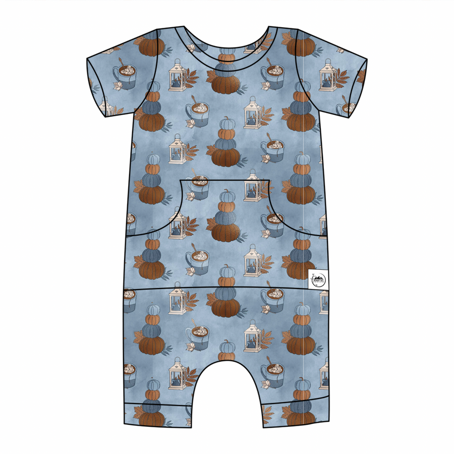 Front Opening Shortie Romper in Pumpkin Spice | Bamboo Viscose