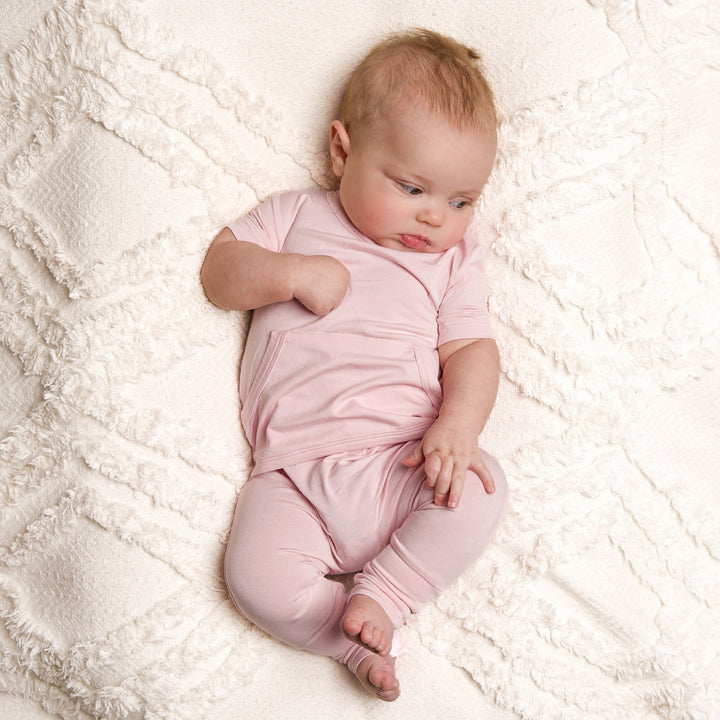 Front Opening Romper in Pink Lemonade | Bamboo Viscose