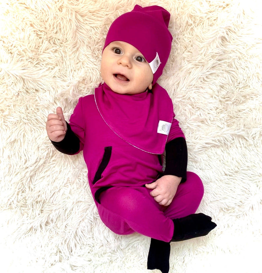 Front Opening Romper in Boysenberry | Bamboo Viscose