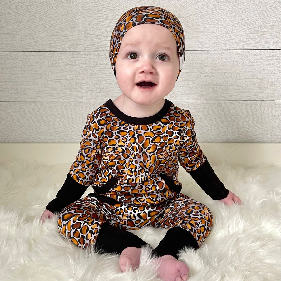Front Opening Romper in Leopard King | Bamboo Viscose