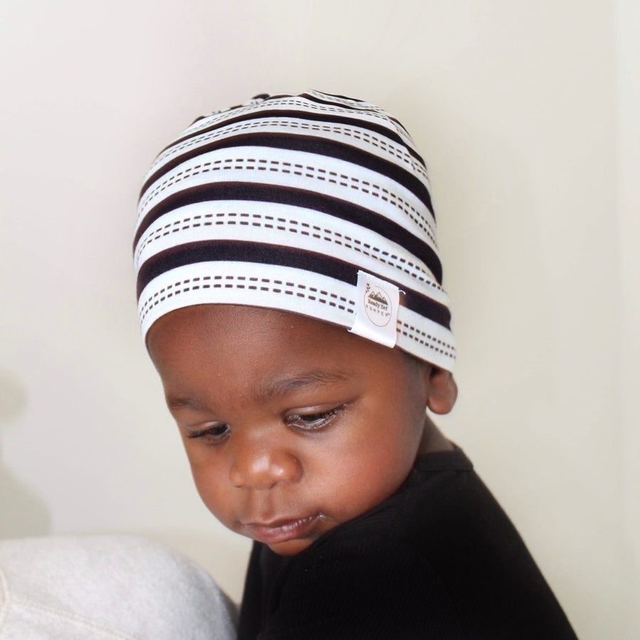 Beanie in Striped Onyx | Bamboo Viscose