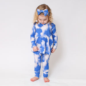 Front Opening Twirl Romper in Watching Clouds | Bamboo Viscose