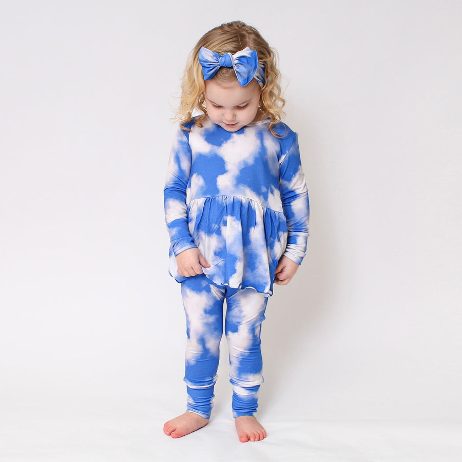 Front Opening Twirl Romper in Watching Clouds | Bamboo Viscose