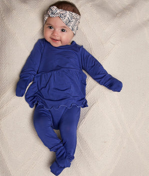 Front Opening Twirl Romper in Royal Blue