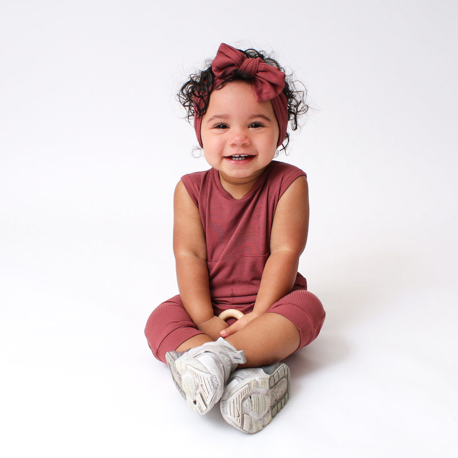 Front Opening Tank Shortie Romper in Memphis Rust | Ribbed Bamboo Viscose