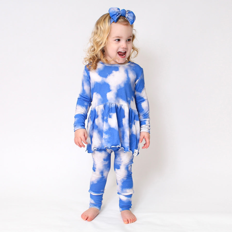 Front Opening Twirl Romper in Watching Clouds | Bamboo Viscose