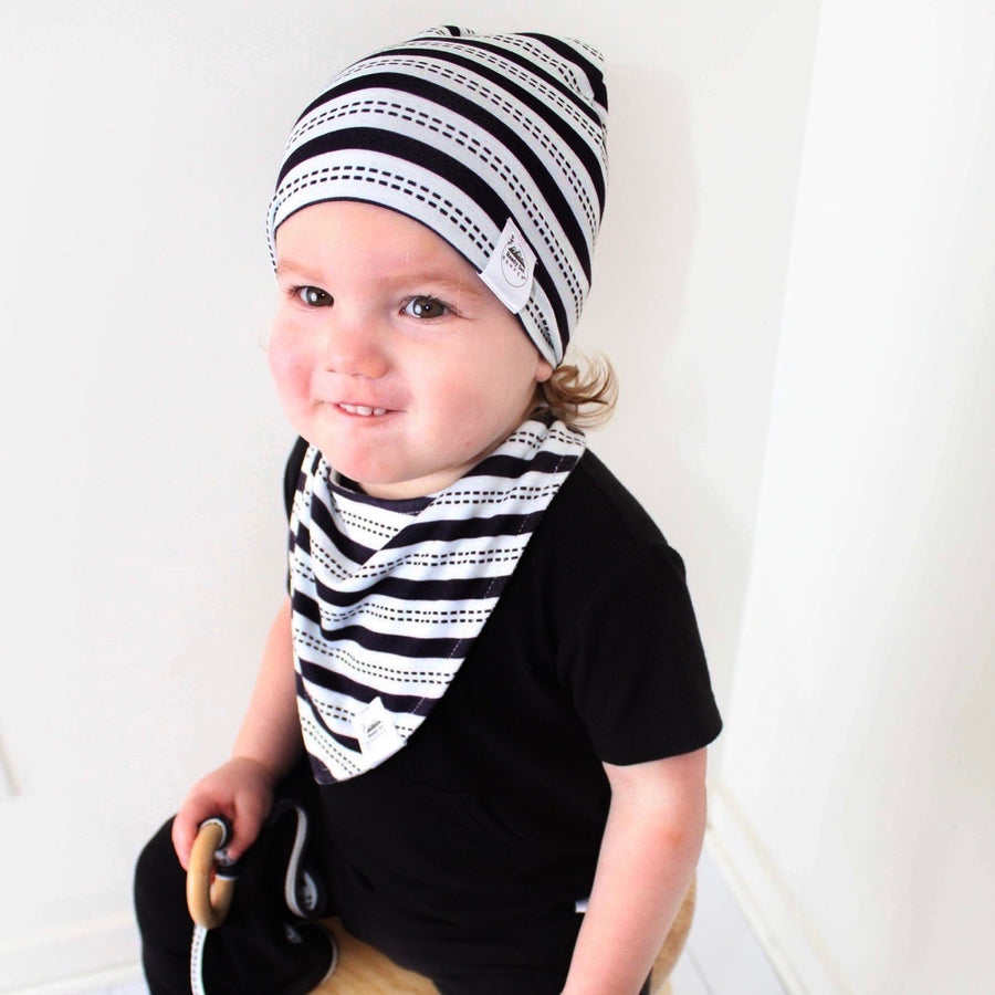 Beanie in Striped Onyx | Bamboo Viscose