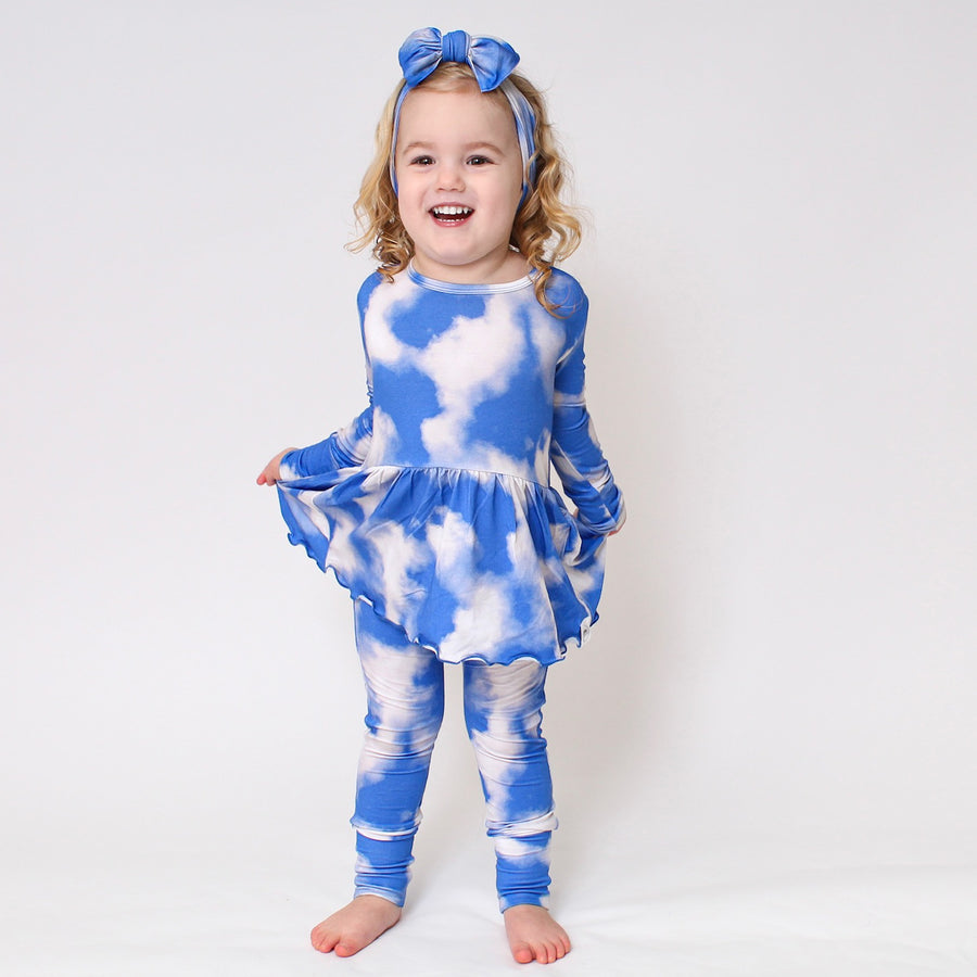 Front Opening Twirl Romper in Watching Clouds | Bamboo Viscose