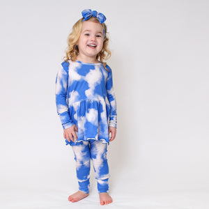 Front Opening Twirl Romper in Watching Clouds | Bamboo Viscose
