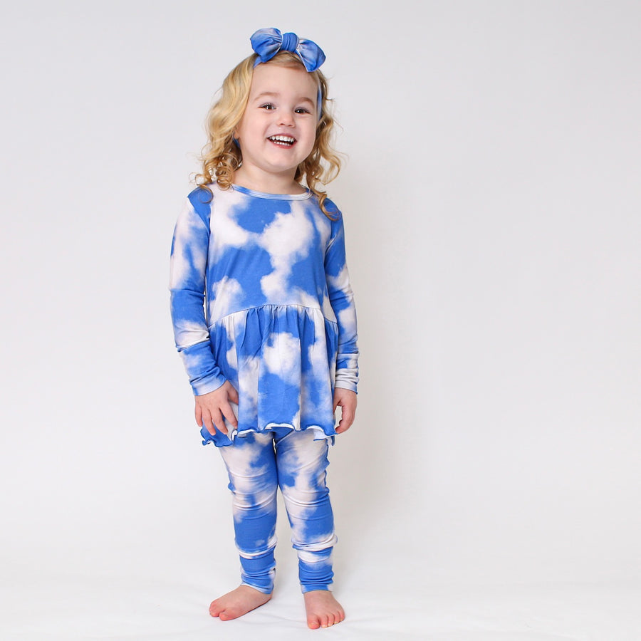 Front Opening Twirl Romper in Watching Clouds | Bamboo Viscose