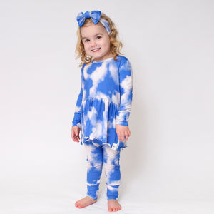 Front Opening Twirl Romper in Watching Clouds | Bamboo Viscose