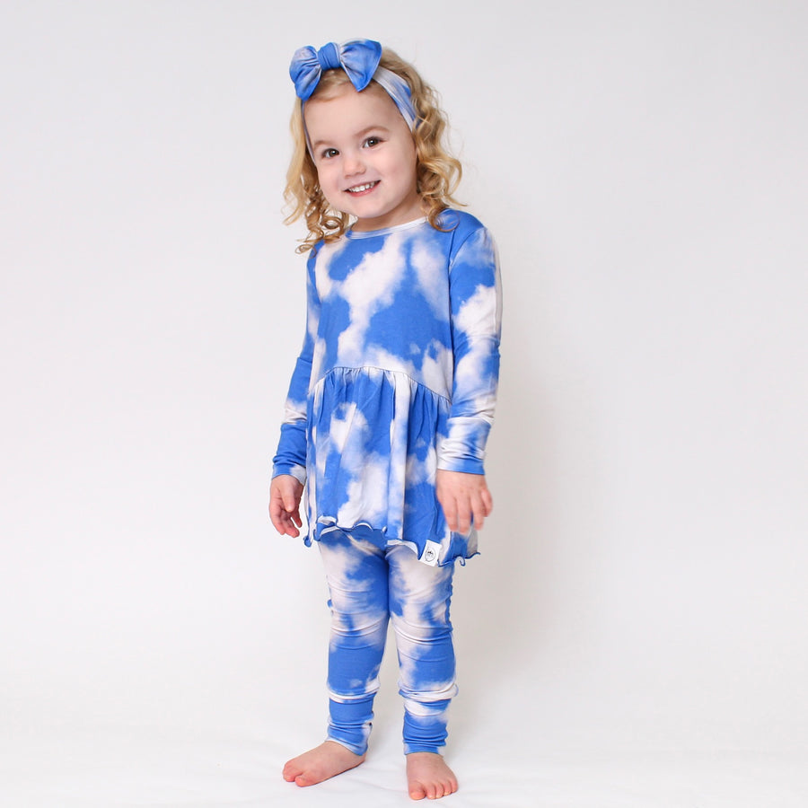 Front Opening Twirl Romper in Watching Clouds | Bamboo Viscose