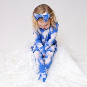 Front Opening Twirl Romper in Watching Clouds | Bamboo Viscose