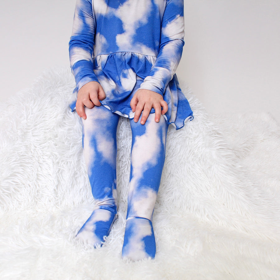 Front Opening Twirl Romper in Watching Clouds | Bamboo Viscose