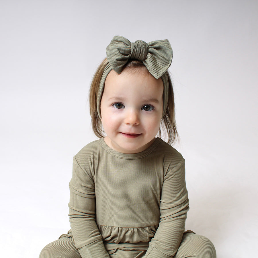 Front Opening Twirl Romper in Moss | Ribbed Bamboo Viscose