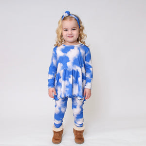 Front Opening Twirl Romper in Watching Clouds | Bamboo Viscose
