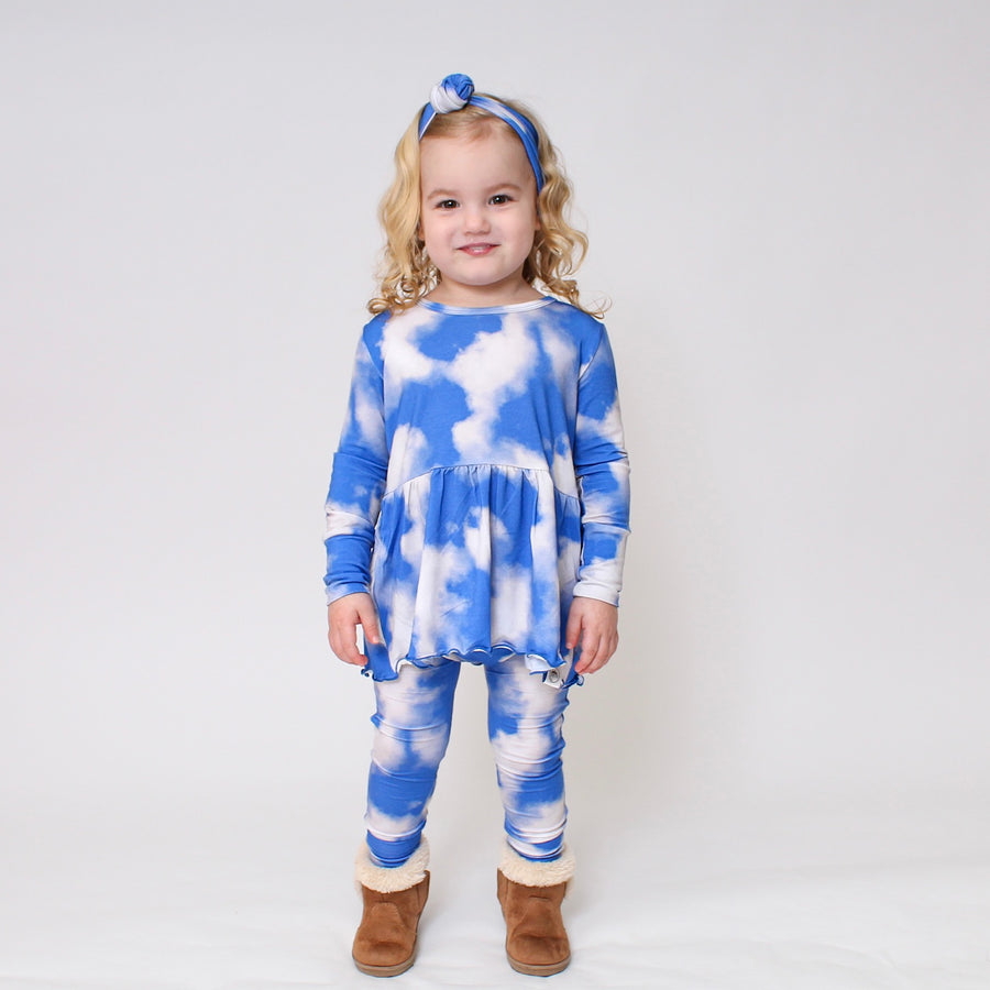 Front Opening Twirl Romper in Watching Clouds | Bamboo Viscose