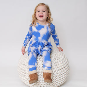 Front Opening Twirl Romper in Watching Clouds | Bamboo Viscose