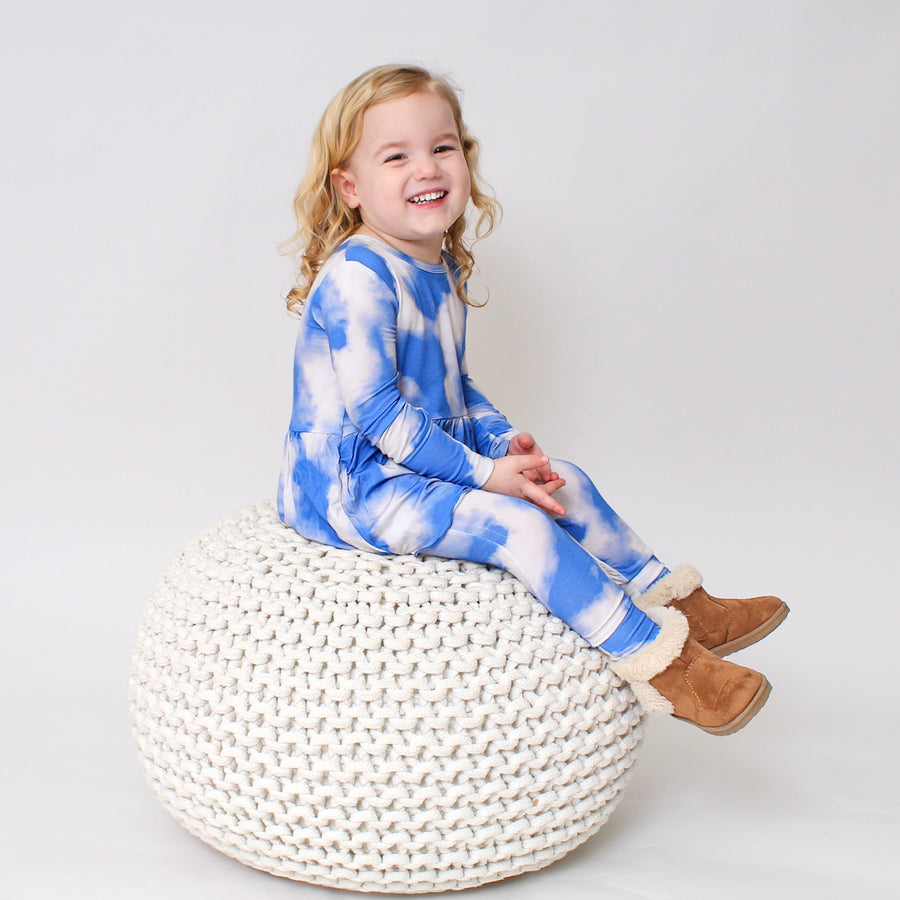 Front Opening Twirl Romper in Watching Clouds | Bamboo Viscose