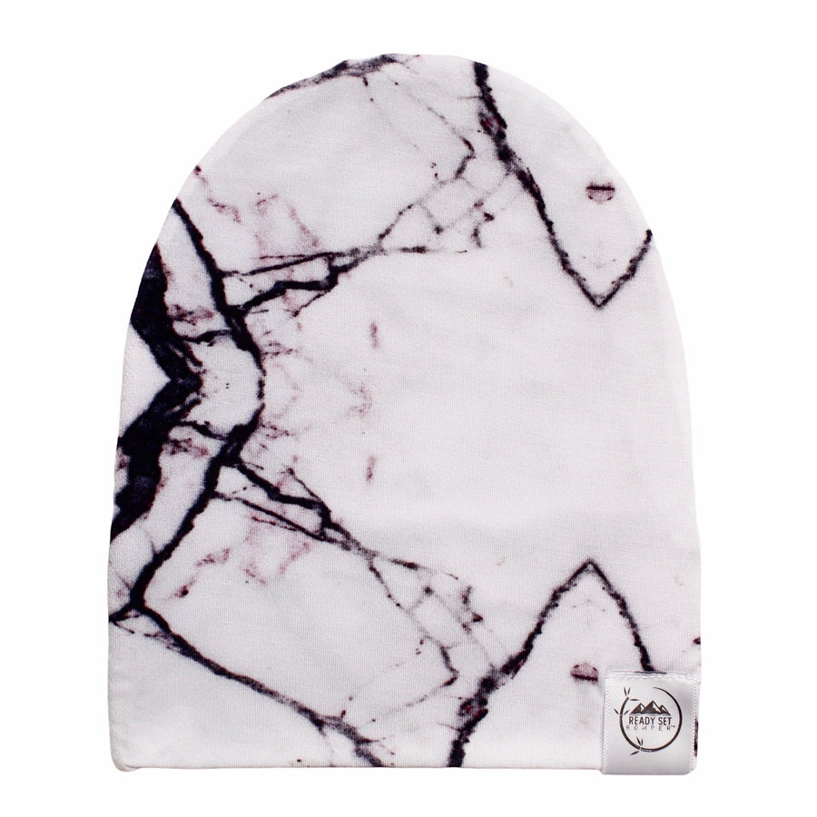 Beanie in Marbled Bianco | Bamboo Viscose